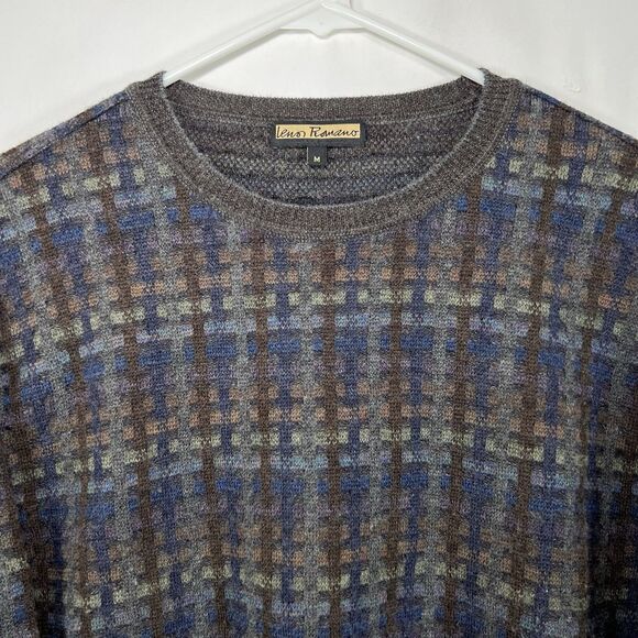 Lenor Romano 100% Merino Wool Crewneck Sweater Mens Size Medium Geometric Knit - Picture 2 of 10